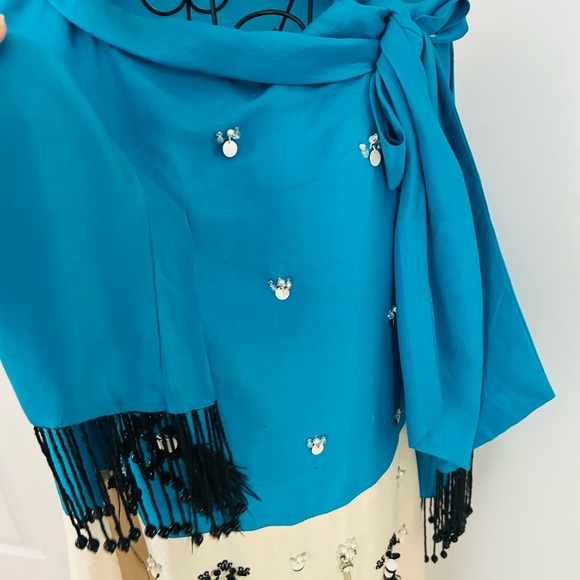 Embellished Blue and Cream Dress - Picture 2 of 5